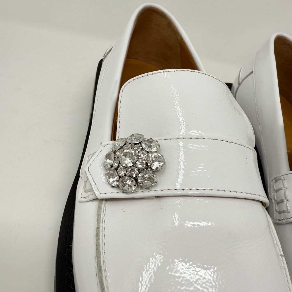 Ganni White Leather Loafers with Silver-tone Medallion - Picture 11 of 15